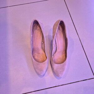 French Connection high heeled wedge shoes in cream and coral suede size 41